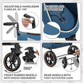 thumbnail image 5 of MoNiBloom Foldable Dog Stroller for Medium and Large Dogs, 3 Wheel Pet Stroller for Medium Dogs & Cats, Adjustable Handlebar 9 Angles 20°-180°, Navy Blue, 5 of 12