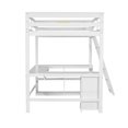 thumbnail image 5 of Harper & Bright Designs Full Size Loft Bed with Desk, Drawers and Storage Shelves, Wooden High Loftbed Frame with Cabinet for Boys Girls Adults Bedroom, White, 5 of 12