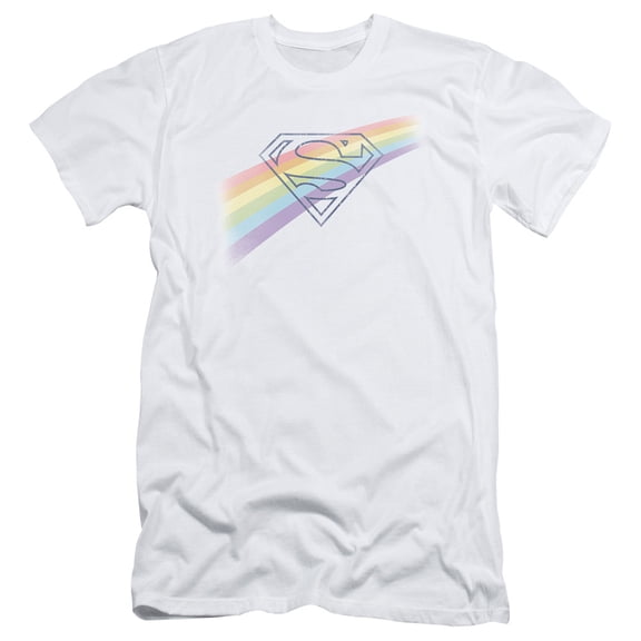 Superman Distressed Outline Adult 30/1 T-Shirt White