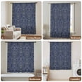 thumbnail image 5 of Navy Blue Semi Sheer Curtains Drapes for Living Room, Bedroom, French Doors Window 108 Inches Long, Boho Vintage Ethnic Tribe Abstract Art Rod Pocket Chiffon Curtain Drapery Voile Draperies Panel, 5 of 8
