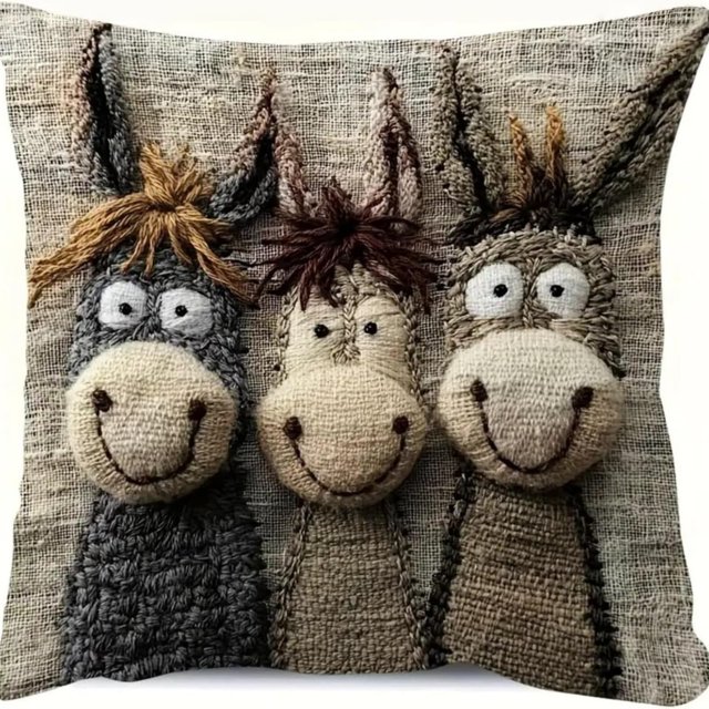 Divertida funda decorativa con burros Funda de almohada cuadrada con cremallera para salón, cama, patio Burros Sofá francés de campo Cojín