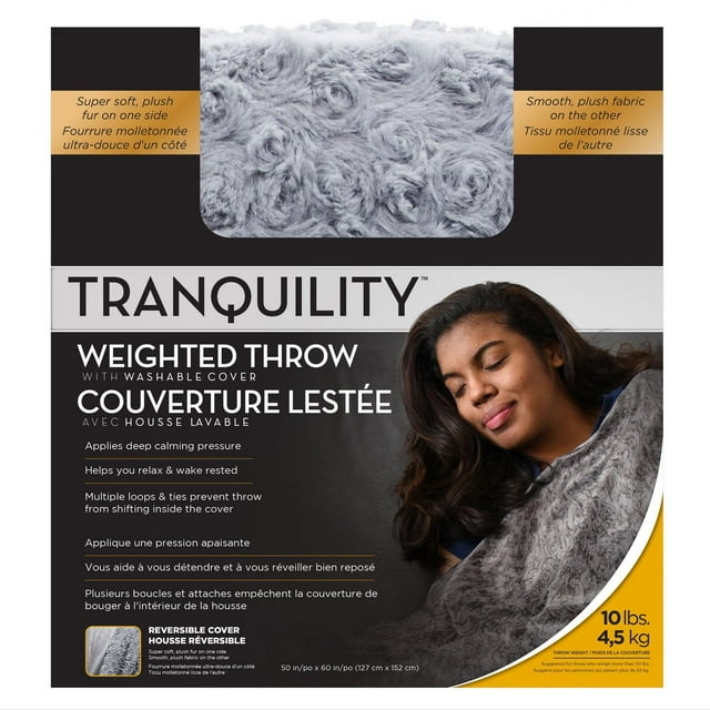 Couverture lestée en peluche de Tranquility avec couverture lavable 10 lbs
