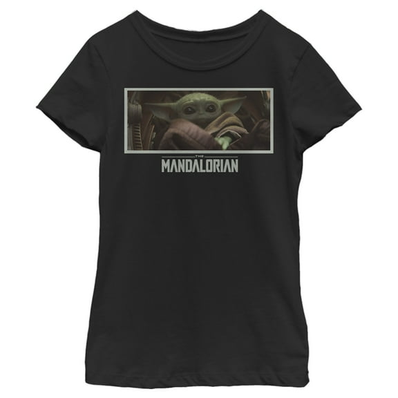 Girl's Star Wars: The Mandalorian The Child Letterbox Graphic Tee Black Large