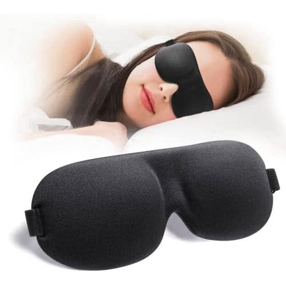 Sleep Mask for Back and Side Sleeper, 100% Block Out Light, Eye Mask Sleeping of 3D Night Blindfold, Ultralight Travel Eye Cover Black