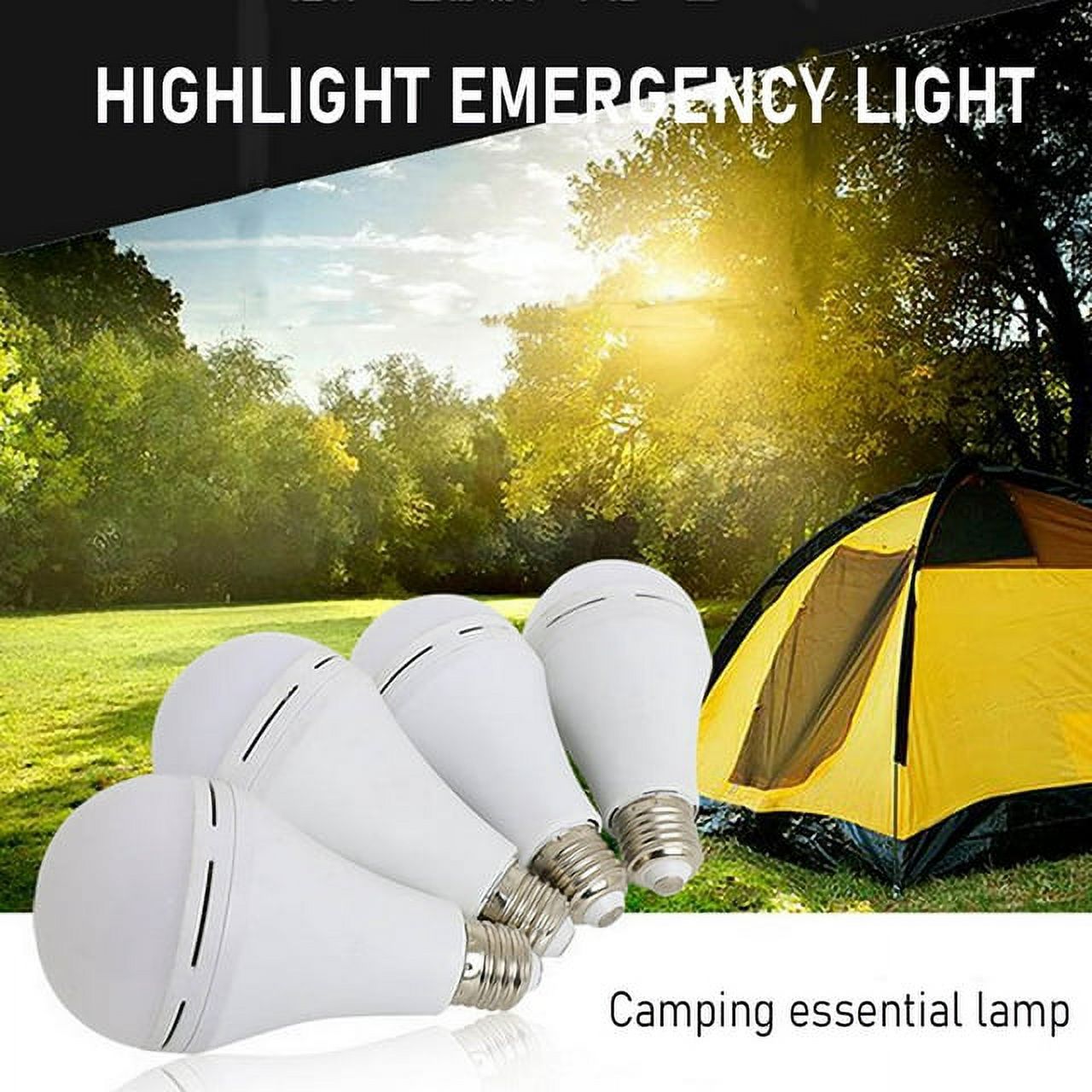 iFCOW 4pcs Rechargeable Emergency LED Light 12W E27 Base,for Power Outages Emergency Use