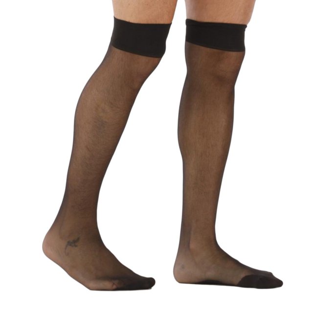 Calcetines transparentes de malla negra gay para hombre, pantimedias, 80cm Sunnimix Mens Medias atractivas del cordón