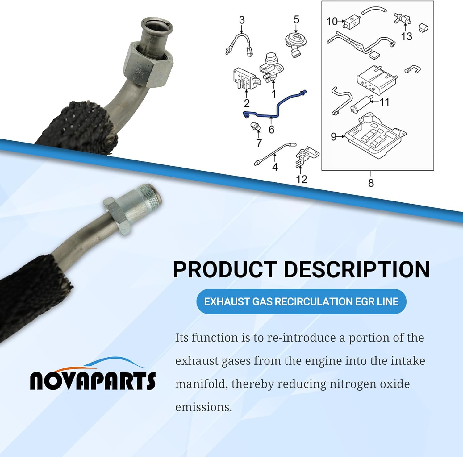 NOVAPARTS Exhaust Gas Recirculation EGR Line 598-123 3W7Z9D477BA for 2003-2011 Ford Crown Victoria Lincoln Town Car Mercury Grand Marquis Silver