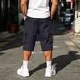 thumbnail image 4 of YSUEJPF Mens Long Shorts Ripstop Wrinkle Resistant‌ Baggy Cargo Capri Pants Twill Stretchy Outdoor Capris with Multi Pockets, 4 of 7