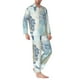 thumbnail image 2 of Fotbe Algae Corals and Seashells Pijama de Hombre con Estampado de Manga Larga, Conjunto de 2 Piezas, Ropa de Dormir Suave y Cómoda con Bolsillos-Small, 2 of 7