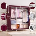 thumbnail image 2 of Clothes Organizer with 3 Hanging Rod Closet Organizer with Shelf Portable Closet with Cover Clothes Rack Standing Closet Clothes Storage Wardrobe Garment Cabinet 50x17x67inch, 2 of 7