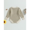 thumbnail image 4 of Arvbitana Infant Girls Casual Striped Rompers Long Sleeve Crew Neck Knitted Jumpsuits Baby Bodysuits 0-24M, 4 of 8