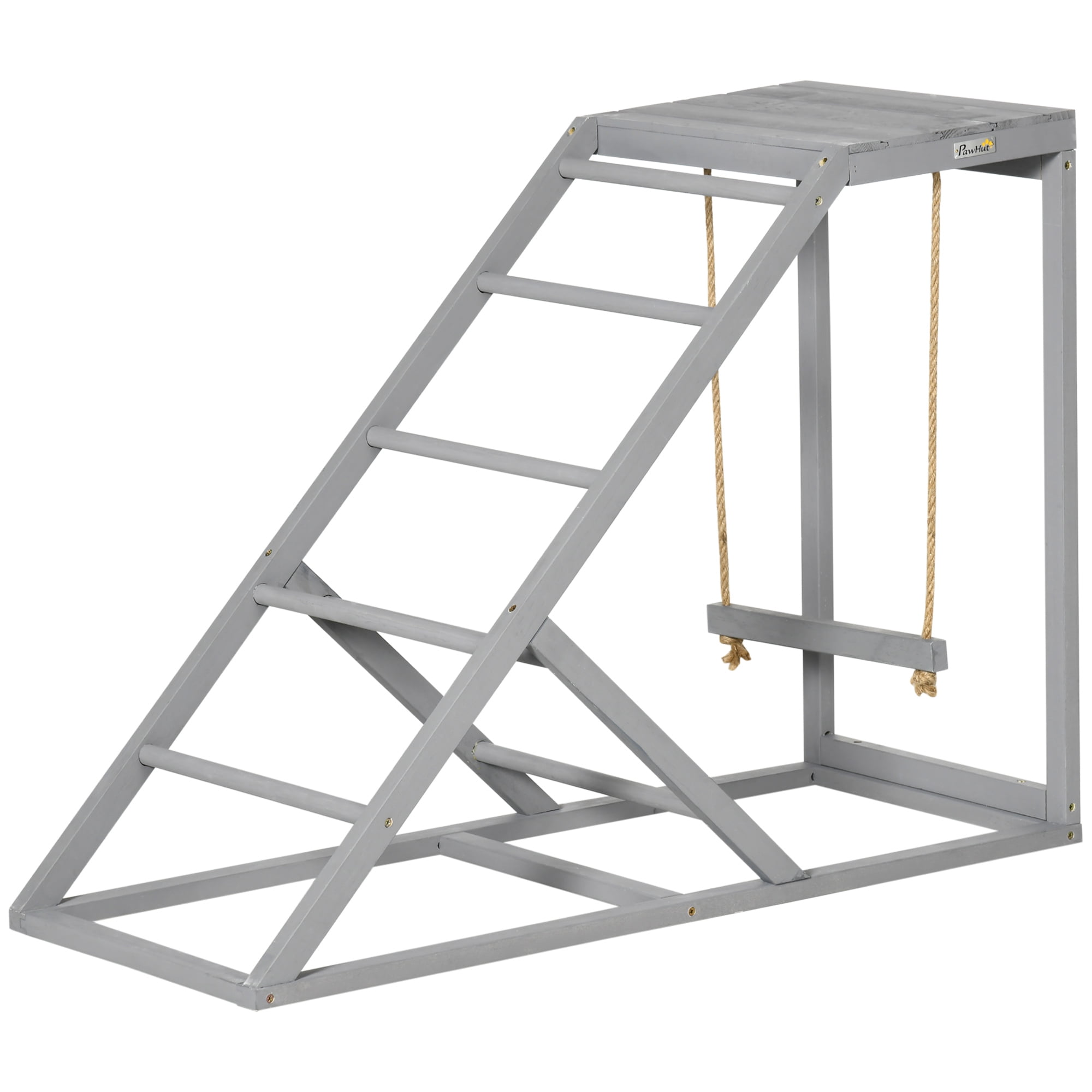 PawHut Chicken Activity Play Set with Perches, Hen Ladder, and Swing for Healthy, Happy Chickens - Gray Chicken Coop Toy