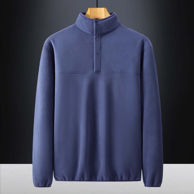 pstuiky Camisas de manga larga abrigadas para hombre, Suéter de manga larga con cremallera para hombre, abrigo informal sin capucha de manga larga para hombre Tops de talla grande para hombre xxxxl