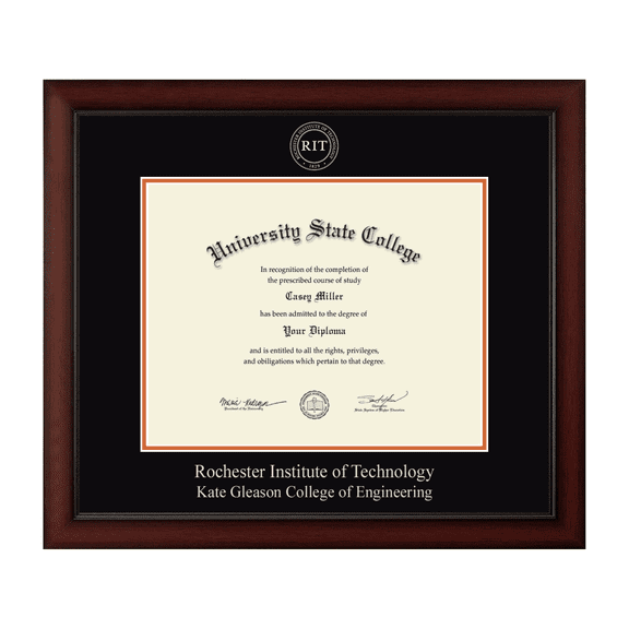 Framerly - RIT Engineering Diploma Frame with Black and Orange Mat