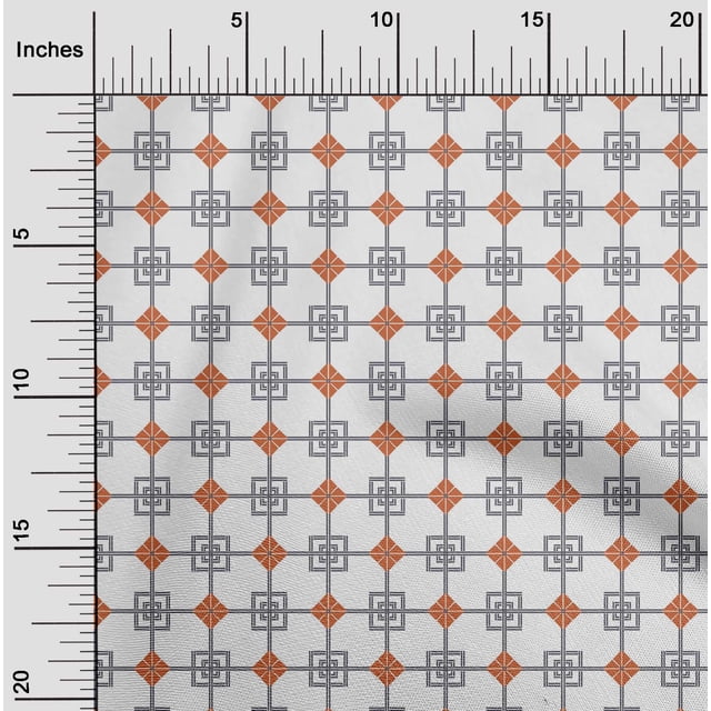 oneOone Georgette Viscose Fabric Square & Triangle Geometric Printed Fabric 1 Yard 42 Inch Wide