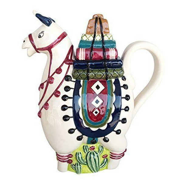 LLAMA HandPainted Ceramic Teapot, by Blue Sky Ceramics, 9.5" Tall