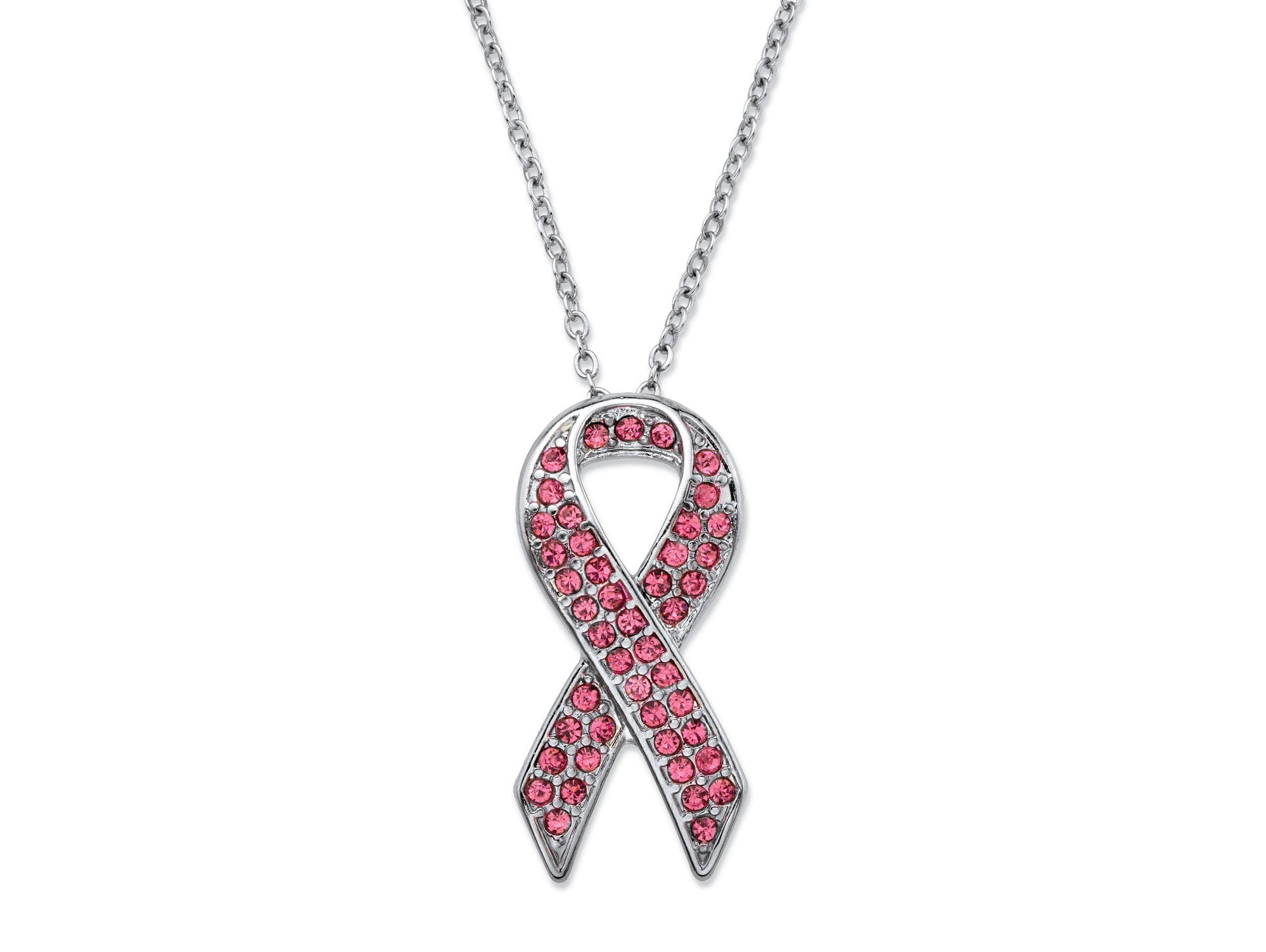 West Coast Jewelry Sterling Silver Breast Cancer Awareness Symbol Cubic Zirconia Key Pendant 