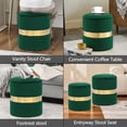 thumbnail image 7 of Joveco Round Set of 2 Ottoman with Storage-Upholstered Velvet Vanity Stool for Makeup Multifunctional Ottomans Padded Seat Foot Rest for Living Room&Bedroom with Metal Band (Dark Green), 7 of 7
