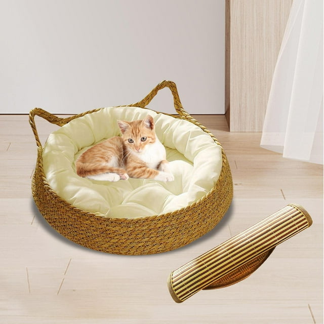 Cesta para cama para gatos, rascador para gatos, cama para dormir para gatos, protector de muebles de verano, cómodo salón para gatos, casa para masco , Largo 43cmx43cmx1 Largo 43cmx43cmx14cm