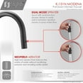 thumbnail image 3 of Stylish Modena Ht 14" Matte Black Single Handle Pull Down Kitchen Faucet K-131N, 3 of 11