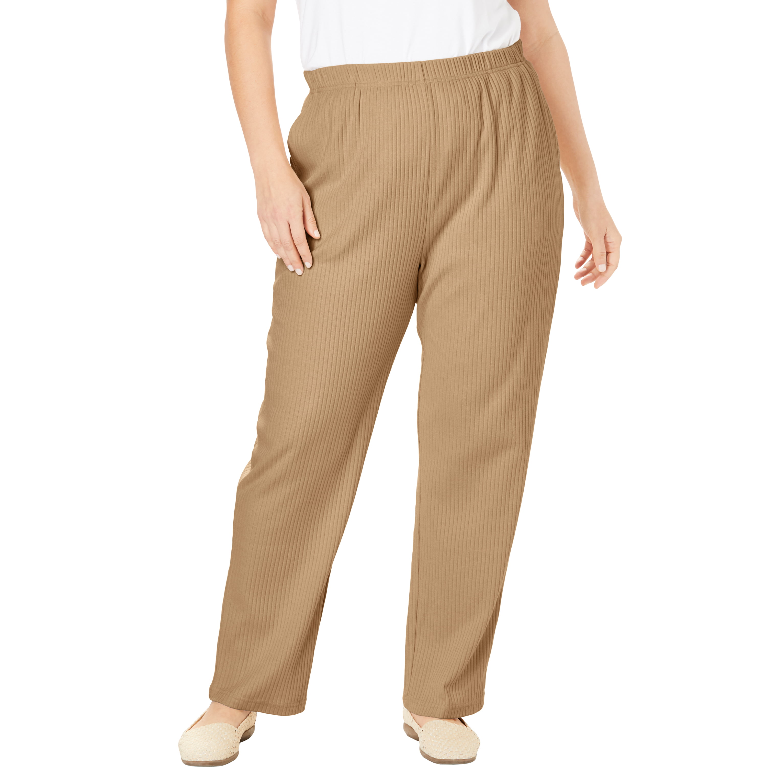 Woman Within Women's Plus Size 7-Day Knit Ribbed Straight Leg Pant 