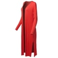 thumbnail image 2 of FashionOutfit Women's Casual Solid Longline Ribbed Open Front Long Sleeve Knit Cardigan, 2 of 4