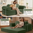 thumbnail image 4 of COOLHUT 78.7" W Combination Sofa, High Rebound Density Sponge Floor Sofa Couch with Two Big Pillows, Six Forms Floor Sofa Three Seats Sofa Bed for Living Room, Bedroom, Oliver Green, 4 of 12