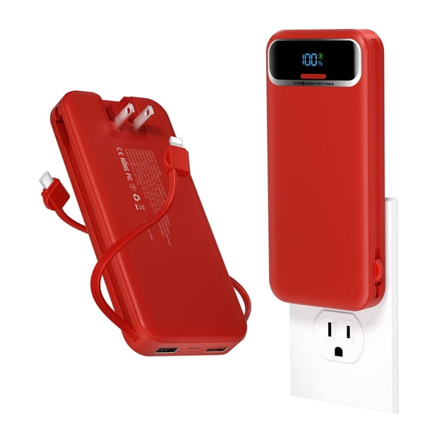 Cargador portátil Power Bank de 1200 mAh con cables integrados