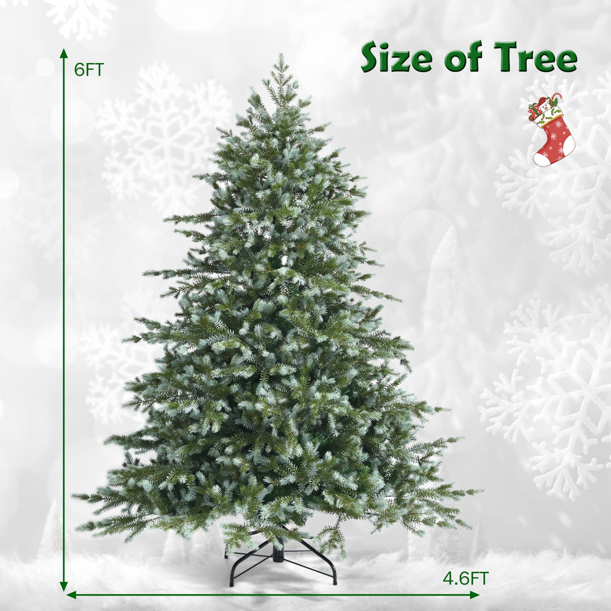 Gymax 6ft Decorative Artificial Christmas Tree, Unlit, Hinged