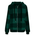 thumbnail image 4 of Womens Fleece Hoodie Jacket Sherpa Lined Full Zip Up Trench Coats Winter Warm Soft Teddy Fleece Hooded Sweatshirt Fluffy Cardigans Jumpers Sweater Overcoat Green XXL, 4 of 5