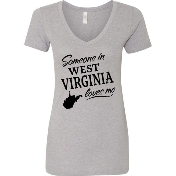 Inktastic Someone in West Virginia Loves Me Women's V-Neck T-Shirt