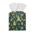 thumbnail image 2 of FUIALDOLG Modern Tissue Box Cover Square PU Leather Car Tissue Holder Waterproof Facial Paper Organizer Dispenser for Bathroom, Vanity Countertop, Tabletop, Green Christmas Trees, 2 of 7