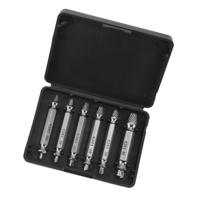 Ensemble Extracteur de Vis Endommagé - 6 Pcs Perceuses à Double Tête avec Boîte de Rangement, Extracteur pour Vis Décapées, Écrous et Outils de Forage