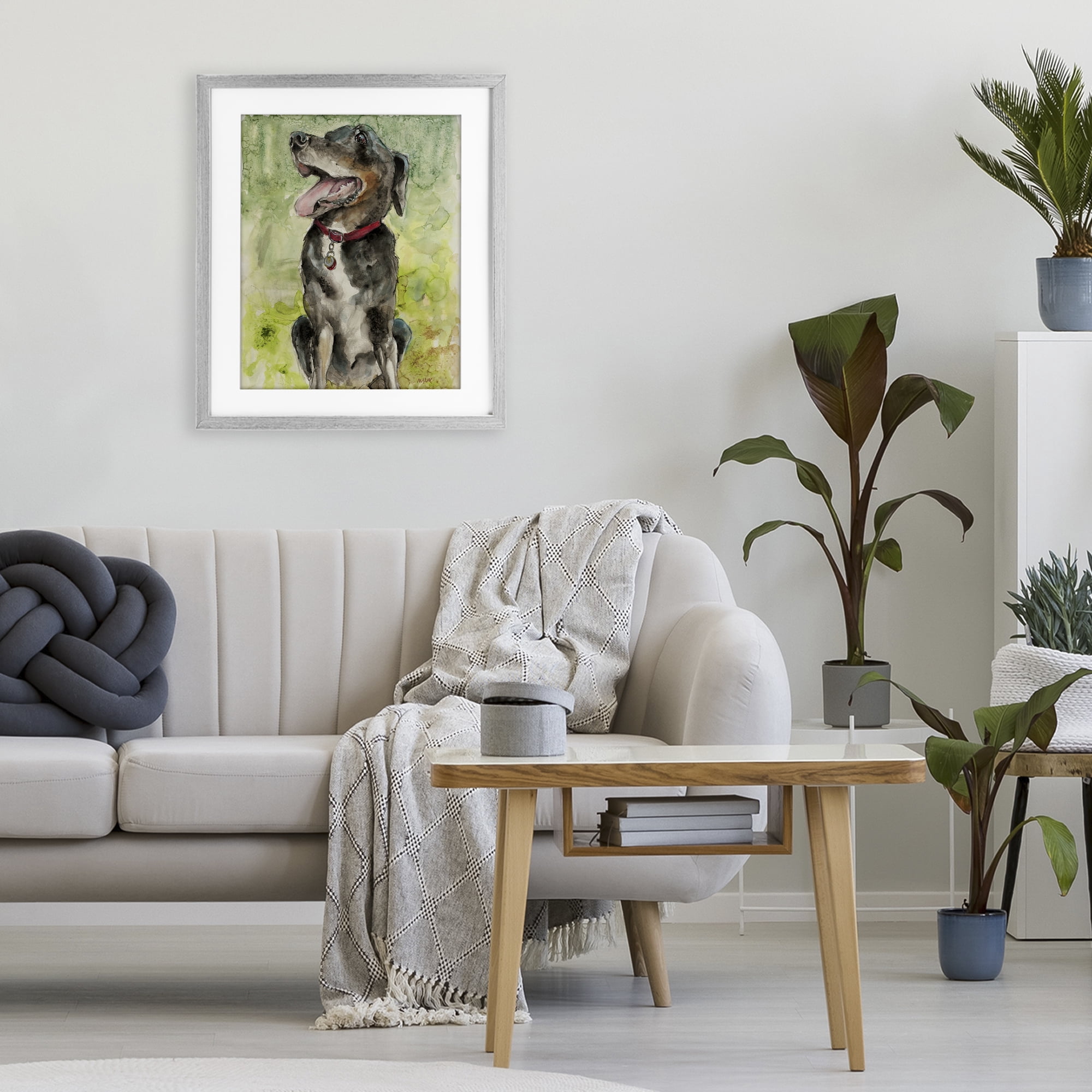 Stupell Industries A Dog's Happiness Gray Framed Print Under Glass, design by Patti Mann