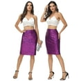 thumbnail image 4 of Women's High Waist Sparkly Sequins Midi Skirt Cocktail Party Skirt, Violet, XX-Large, 4 of 5