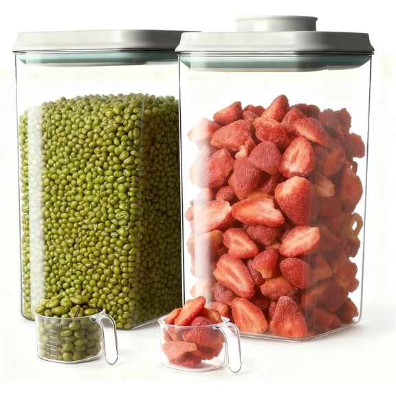 ANKOU 2-Pack 4L/4.2qt Airtight Food Storage Containers with Scoop & Pop Lid PET Containers