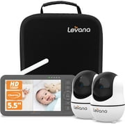 Levana Nala Video Baby Monitor No WiFi, 2X 1080P PTZ Cameras, 5.5”1080P Monitor, Night Vision, 1000ft Range, 5000mAH Battery, Carrying Case, 2 Year Warranty