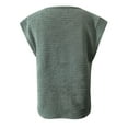 thumbnail image 3 of DuoJiaJ Womens Tops Dressy Casual Cap Sleeve Asymmetrical V Neck Work Shirts Blouses Women's Linen Shirts Green M, 3 of 4