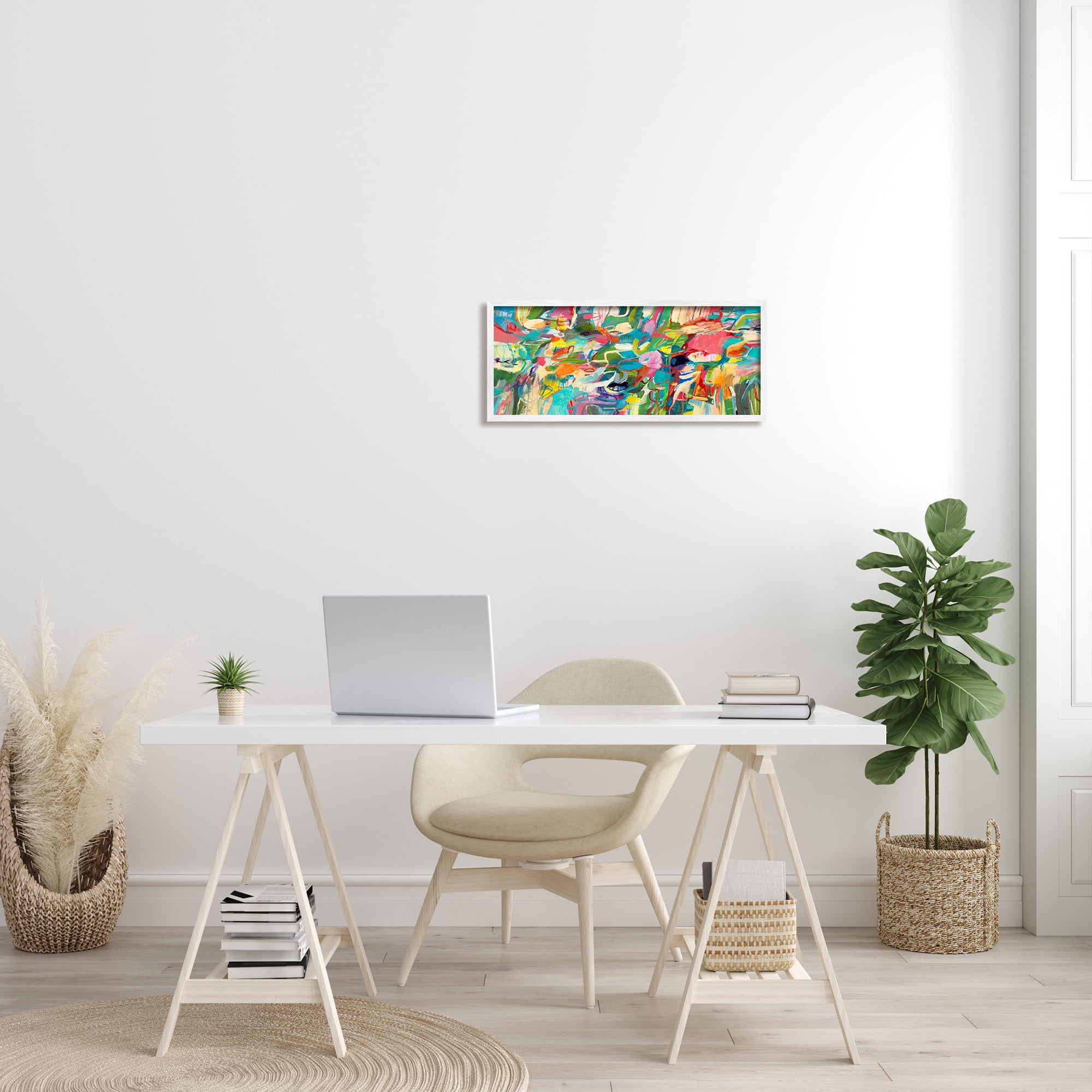 Stupell Industries Complex Playful Tone Abstraction Bright Green Pink Blue, 10 x 24, Designed by Lisa Ridgers
