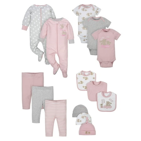 Wonder Nation Baby Girl Baby Shower Gift Set, 14-Piece, Newborn - 3/6 Months