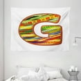 thumbnail image 1 of Letter G Tapestry, G Letter Character Language System Learning College Surname Red Calligraphy Design, Wall Hanging for Bedroom Living Room Dorm Decor, 80W X 60L Inches, Multicolor, by Ambesonne, 1 of 2