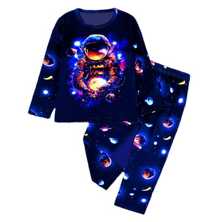 

Fshinging Outfits for Toddlers Kids Baby Boys Girls Pajamas Personality Cartoon Print Long Sleeve Top Trousers Set