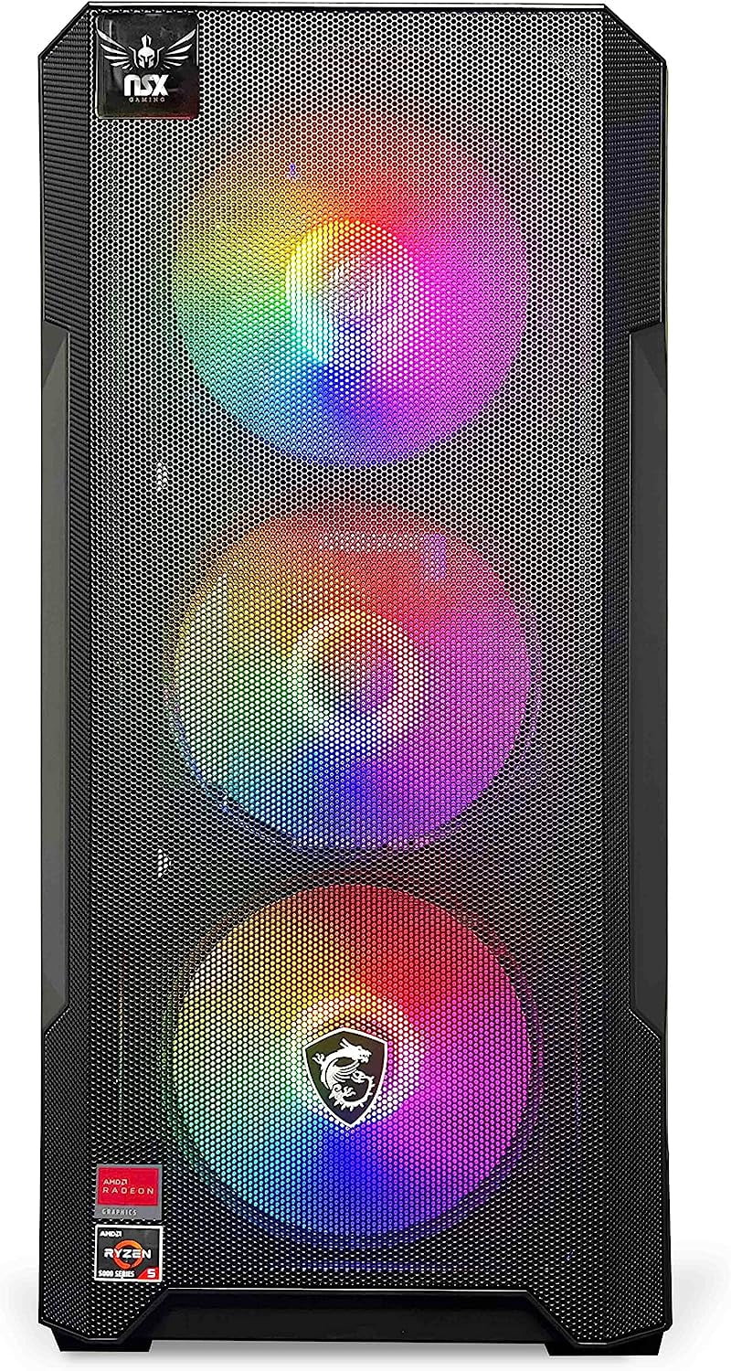 NSX GAMING Desktop Computer, Ryzen 7 5700G, 16GB DDR4, 512GB SSD, W11, Black