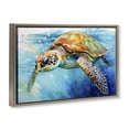 thumbnail image 3 of Stupell Industries Graceful Swimmer Tortoise Animals Painting Brown Floater Framed Canvas Art Print Wall Art, 25 x 17, 3 of 9