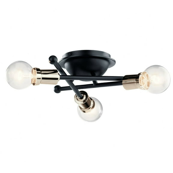 43196BK Kichler Lighting Armstrong - 3 Light Flush Mount - with Contemporary inspirations - 5.75 inches tall by 15 inches wide-Black Finish