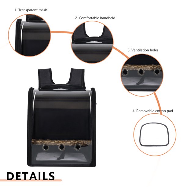 Pet Bird Carrier Backpack Portable Parrot Travel Cage Mochila para mascotas (Black A) Tmvgtek Libre de BPA