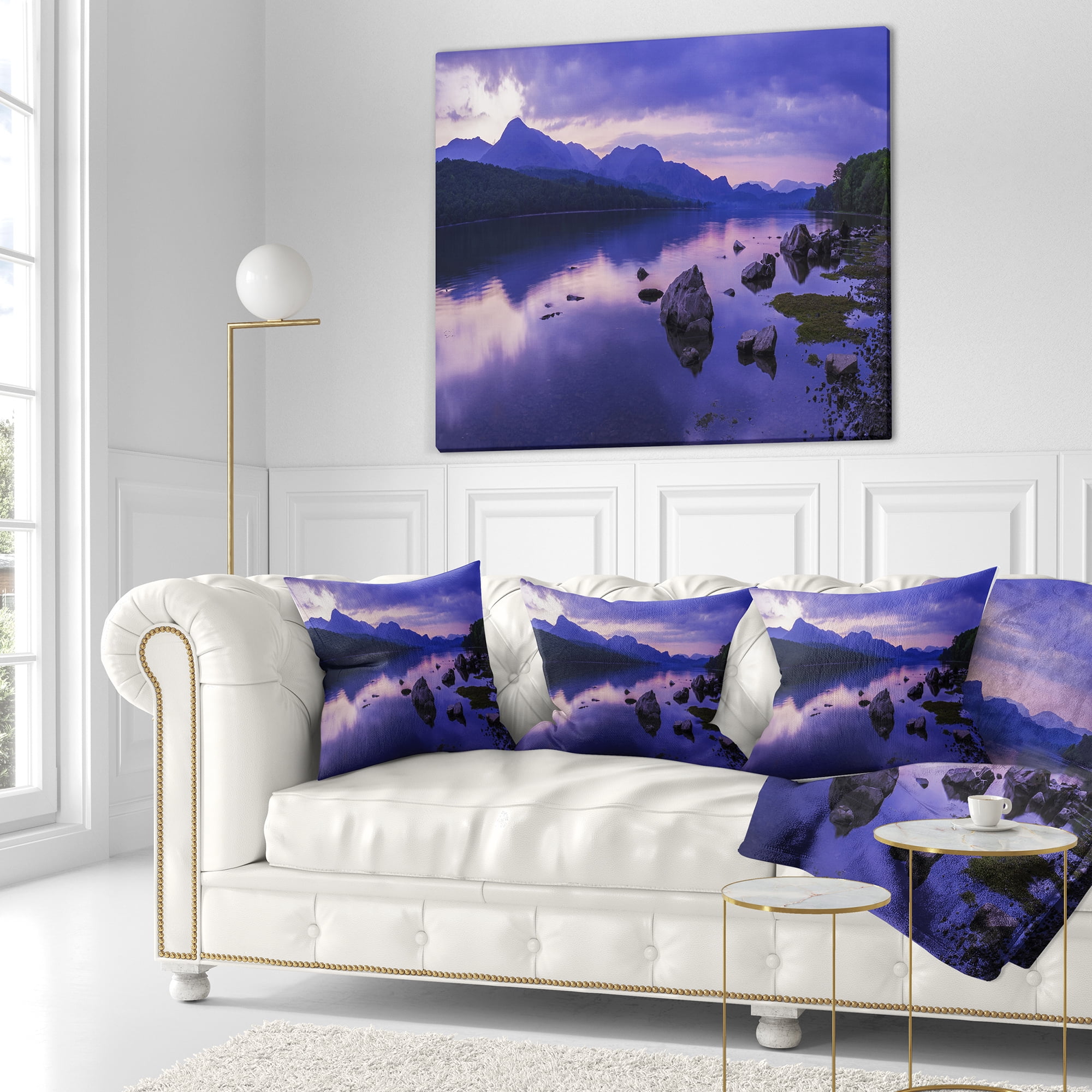 Designart Coniston Water in the Lake District - Landscape Printed Throw Pillow - 16x16