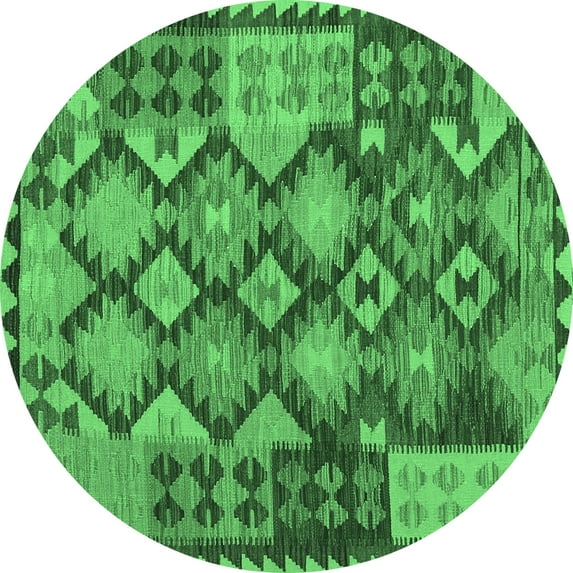 Ahgly Company Indoor Round Oriental Emerald Green Traditional Area Rugs, 4' Round