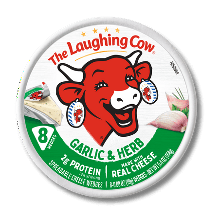 The Laughing Cow Garlic and Herb Spreadable Cheese Wedge, 5.4 oz Box. Refrigerated