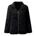 thumbnail image 4 of Luxurious Plus Size Faux Jacket Winter Warm Zip Up Coat Soft Fleece Outerwear For Fashionable Elegant Casual Outfit-Black-XXXL, 4 of 5